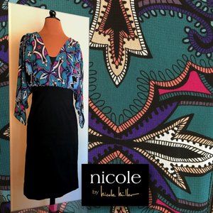 NICOLE BY NICOLE MILLER Black/Print BodyCon Dress